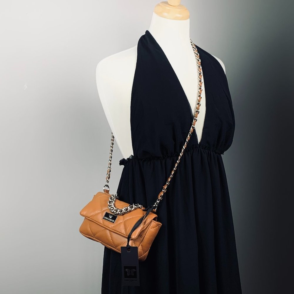 πΈ Laura Di Maggio Bag - Brown Quilted Leather Bag - NWT - Picture 2 of 8